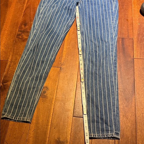 American Eagle Outfitters Denim Mom Jeans with White Stripes Size 8 Regular - Picture 9 of 12